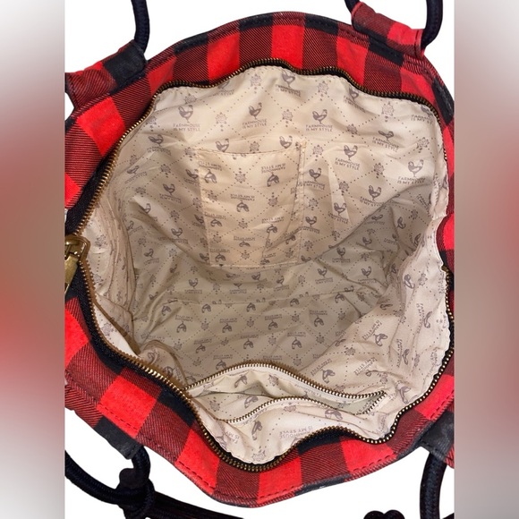 Farmhouse is my Style - Buffalo Check Large Canvas Tote Bag in Red and Black - Picture 6 of 6
